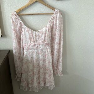 Pink floral flowy mini dress